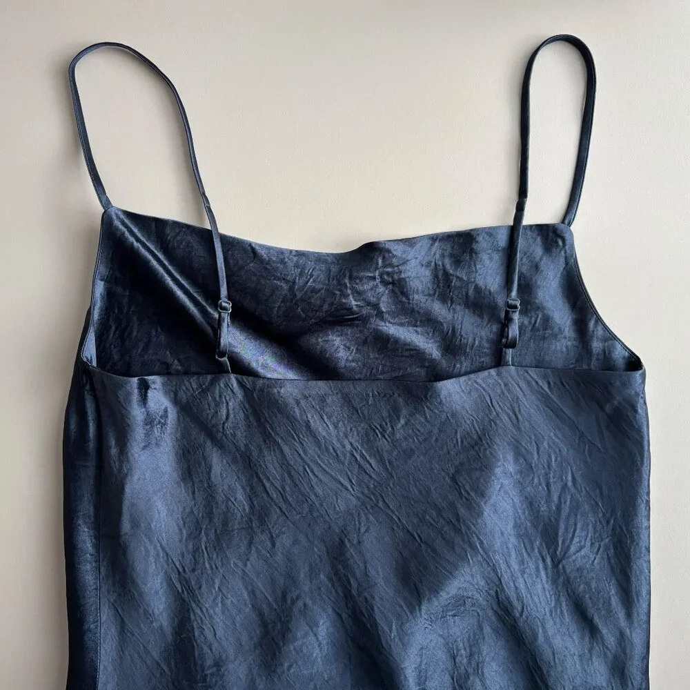 Aritzia Babaton Model Dress, Blue Satin Cowl-Neck Mini, Cami Slip Dress, sz XS - Picture 9 of 16